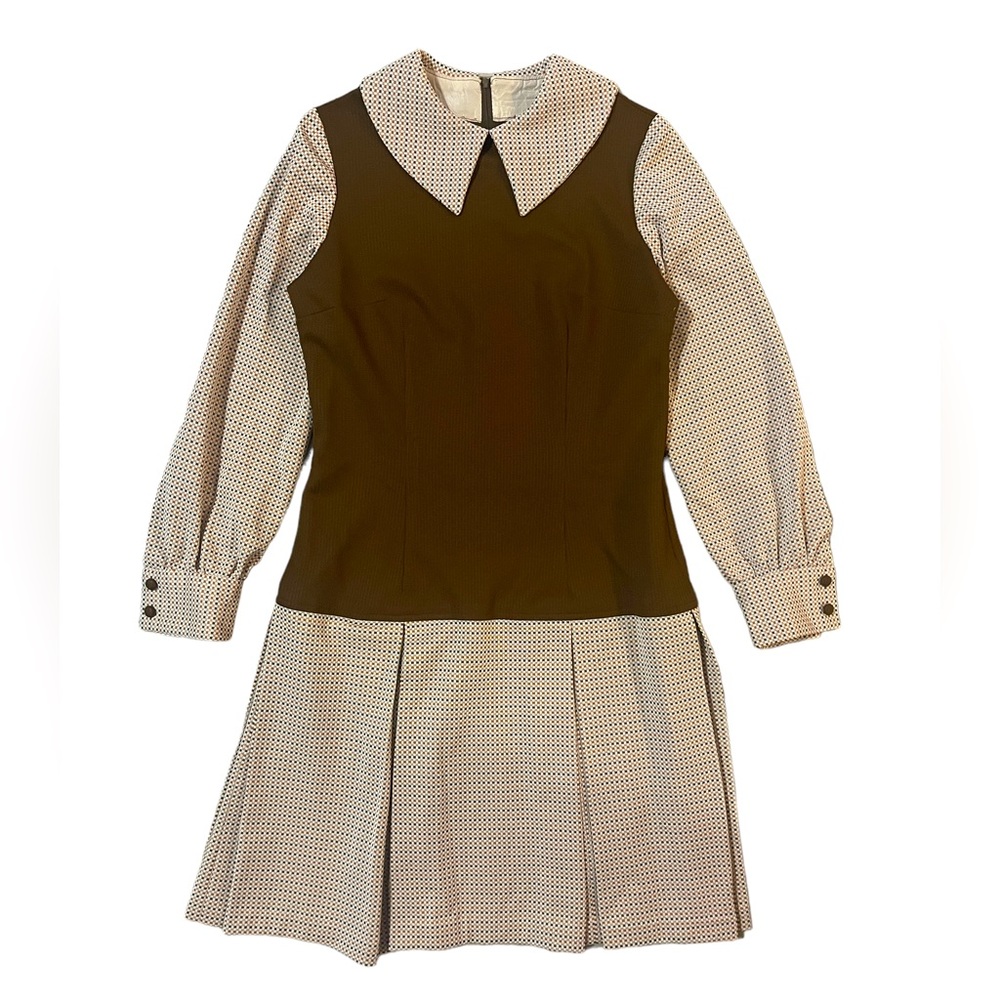 Vintage 60s Homemade A Line Dress Vest Top Pleated Skirt Schoolgirl Check